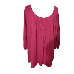 ROUTE 66 PURPLE TOP-SIZE: 3X W/RIBBED DESIGN FRONT NECKLINE AREA